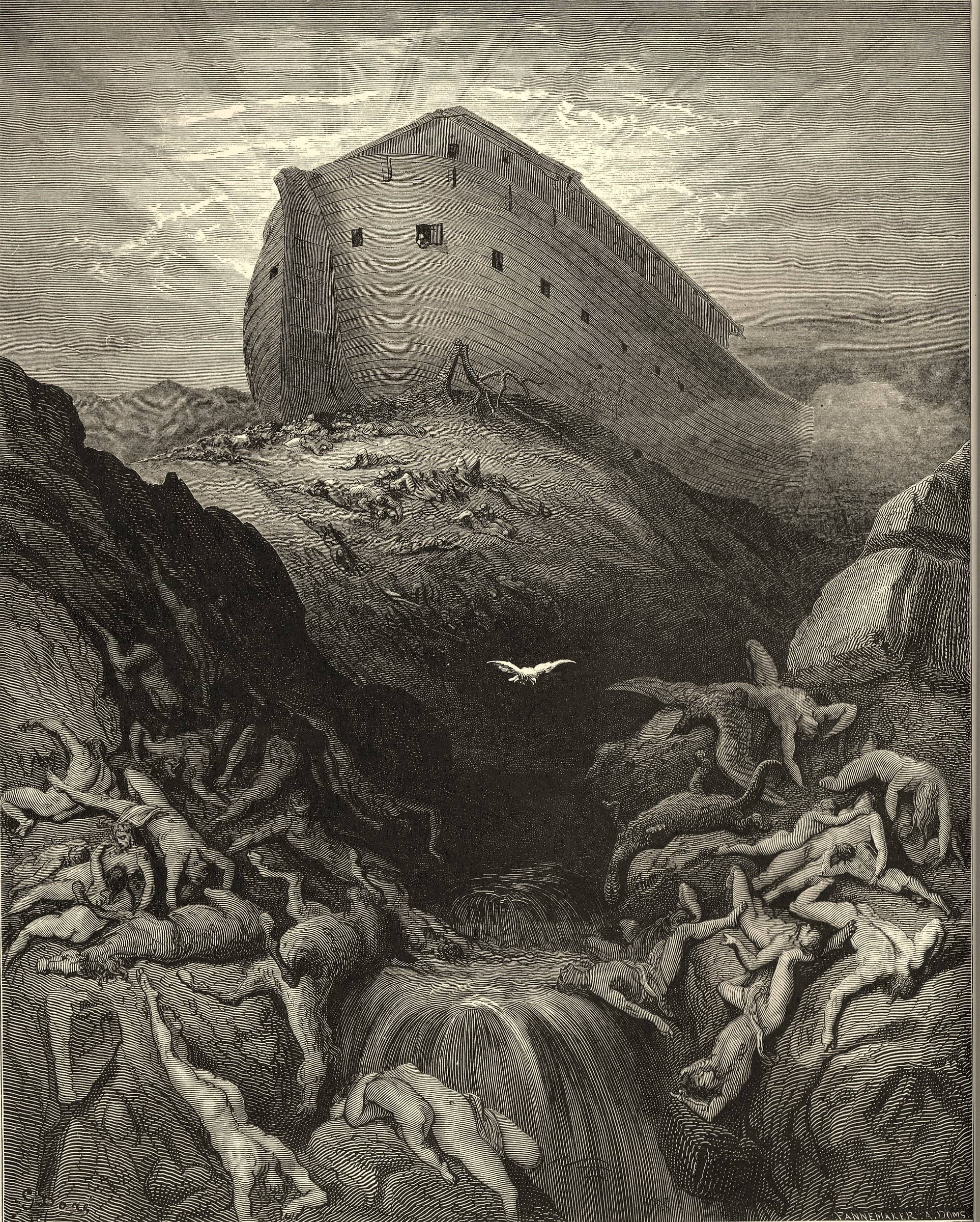The Dove Sent Forth from the Ark by Gustave Doré, 1866, wood engraving (Wikimedia Commons)