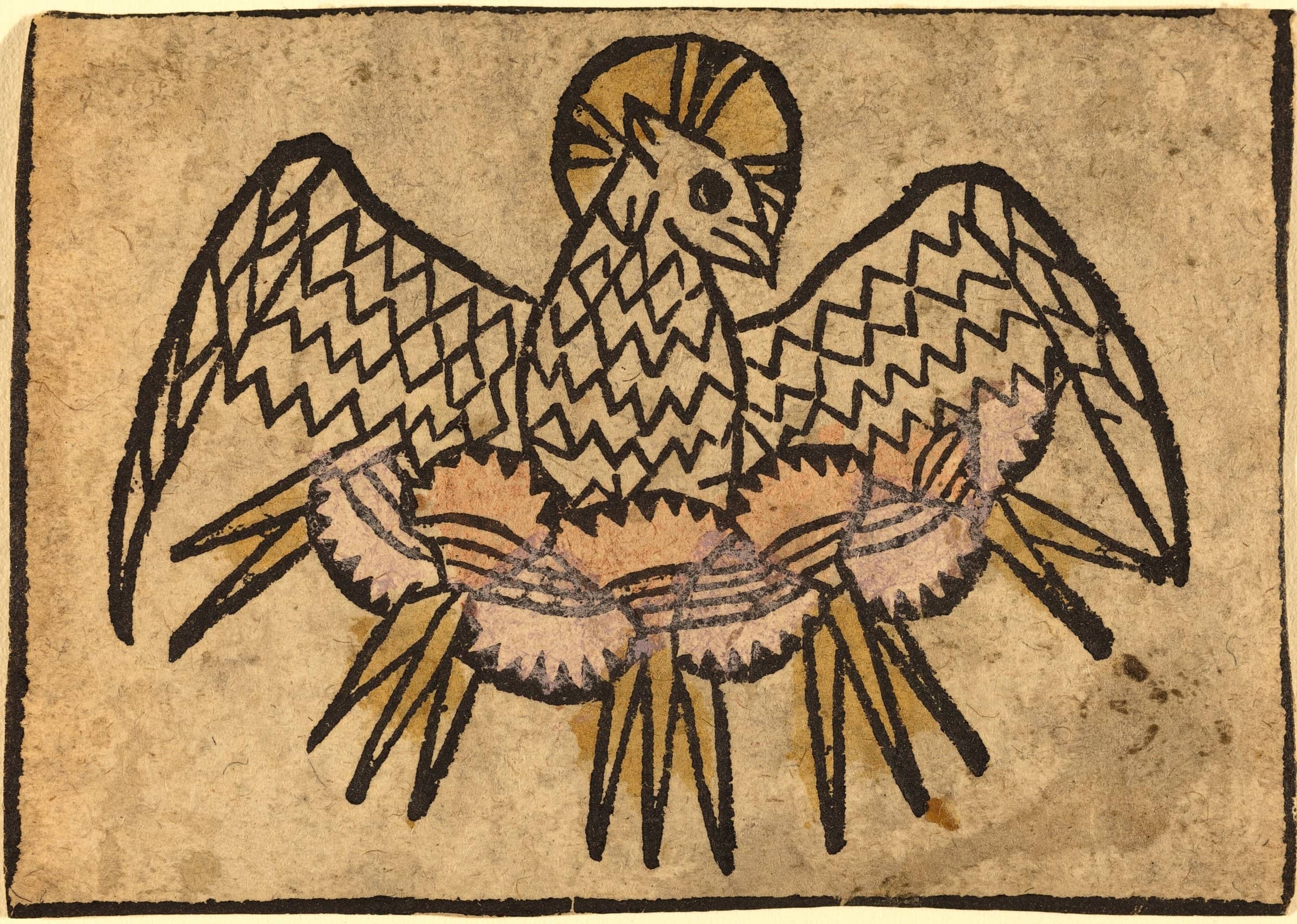 The Holy Ghost, German, about 1460 to 1470, hand-coloured woodcut of a dove (National Gallery of Art)