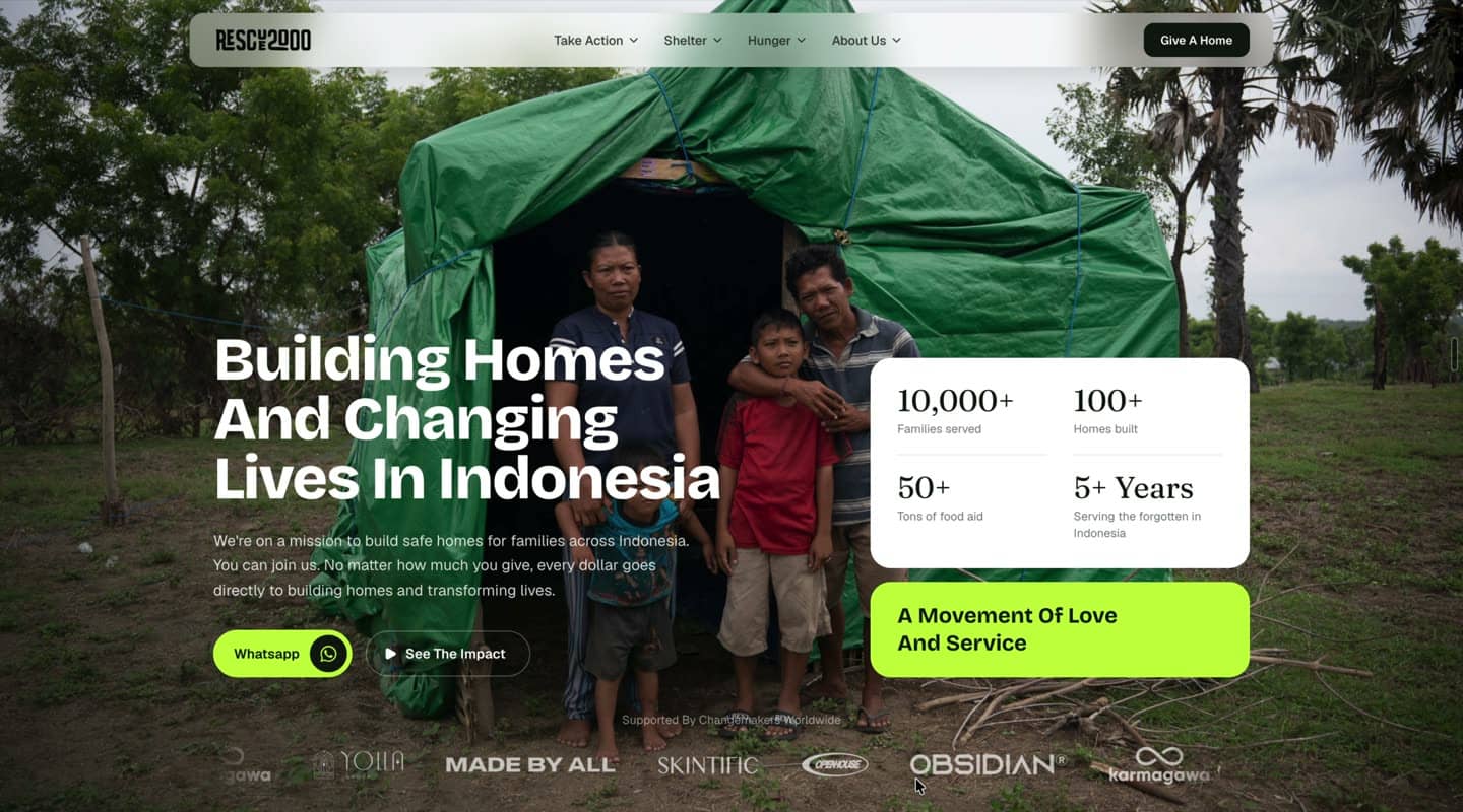 Rescue 2000: A website built around the families the work is for.